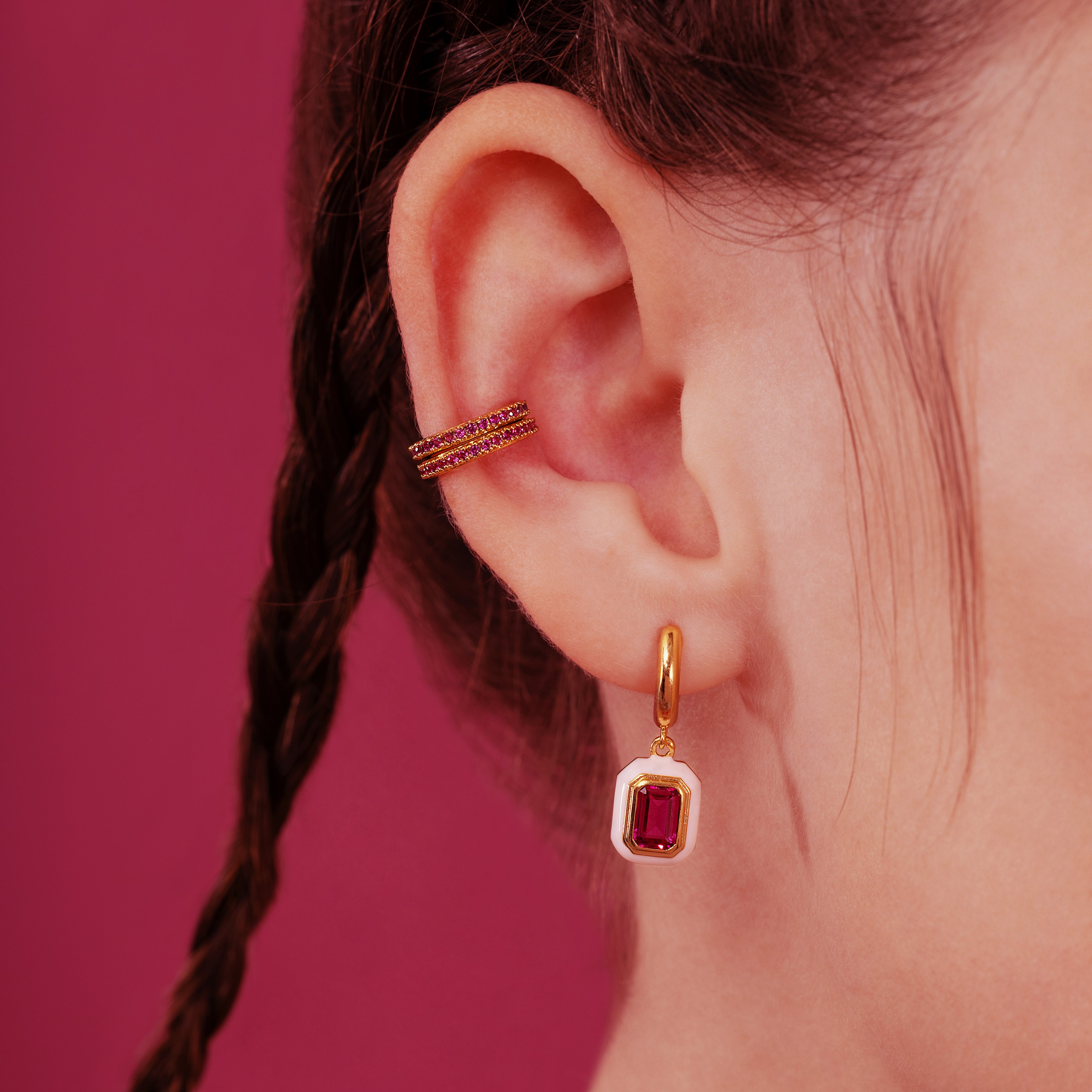 Ruby Bedazzle Hoop Earrings