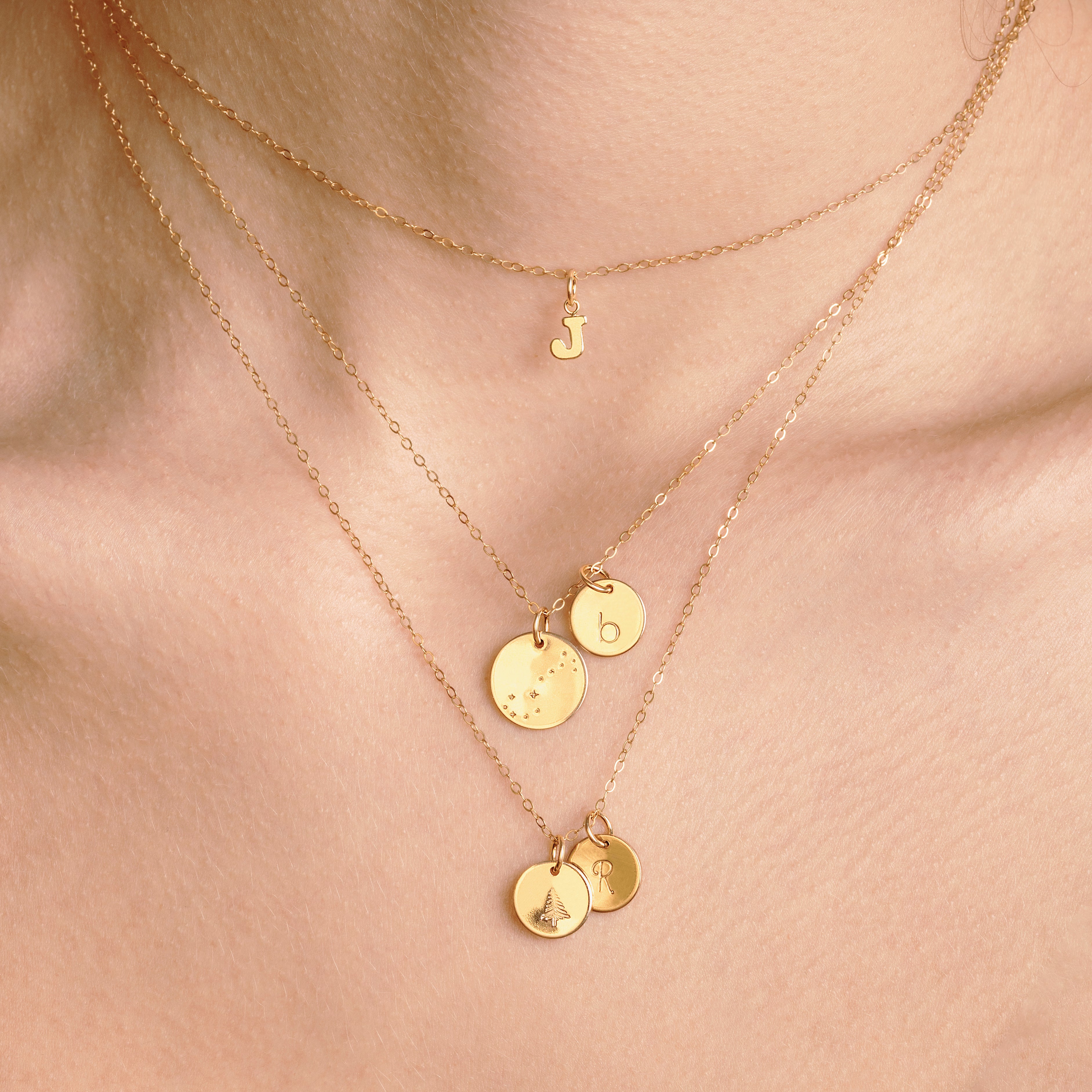 Personalized Zodiac Initial Necklace Gold