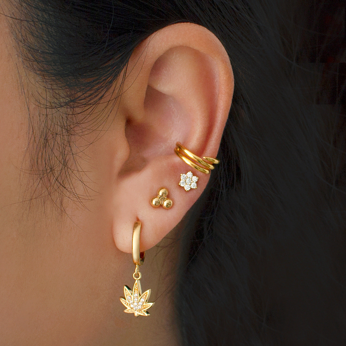 Pavé Flower Stud Earrings