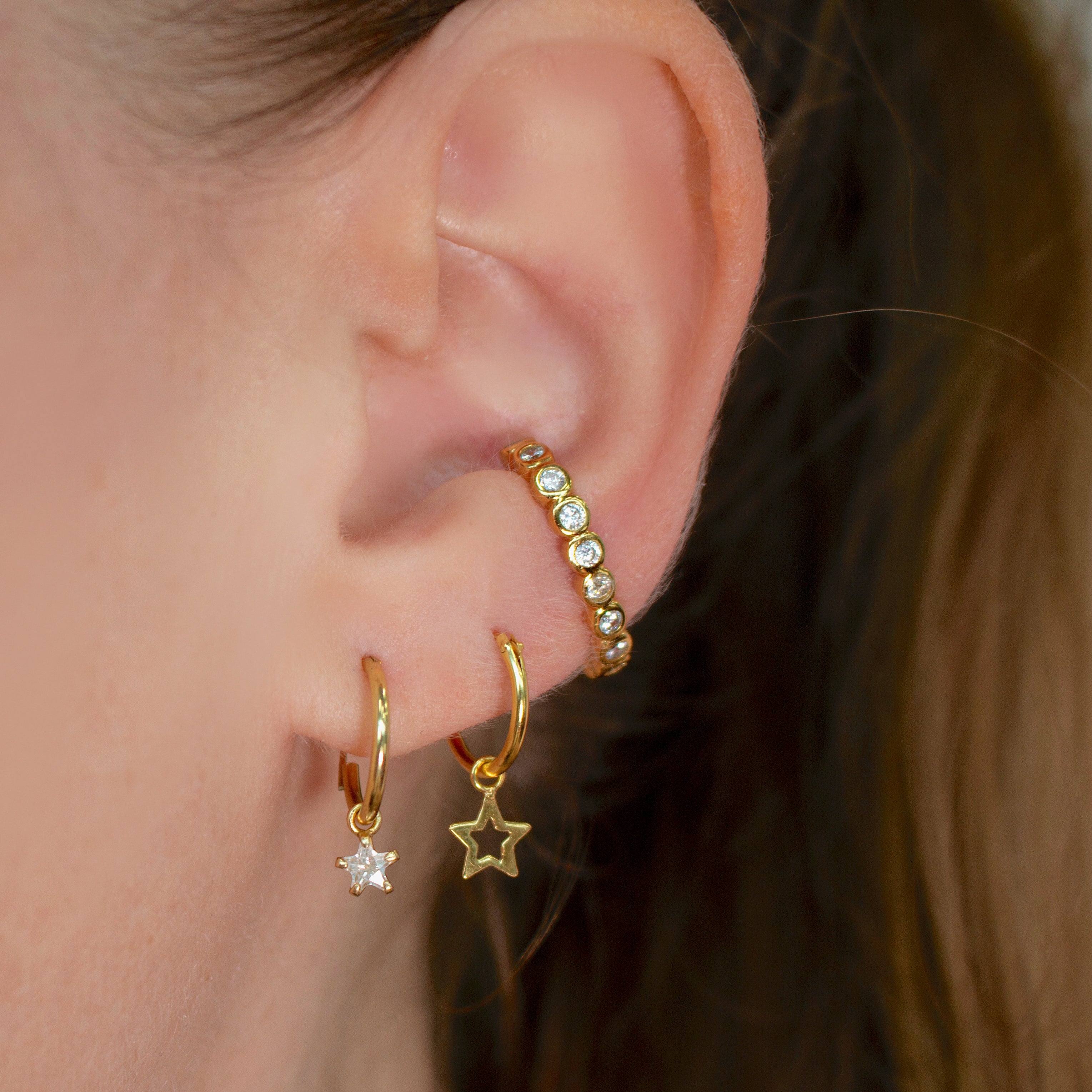 Sparkle Star Hoop Earrings