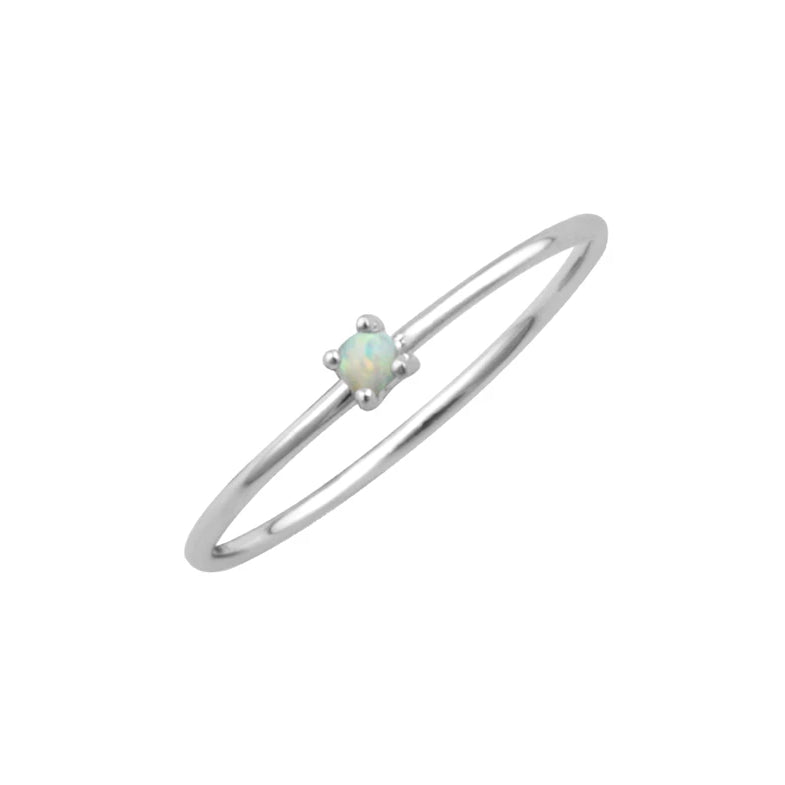 Minimal Opal Ring Silver