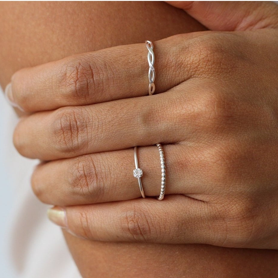 Braided Skinny Ring Silver