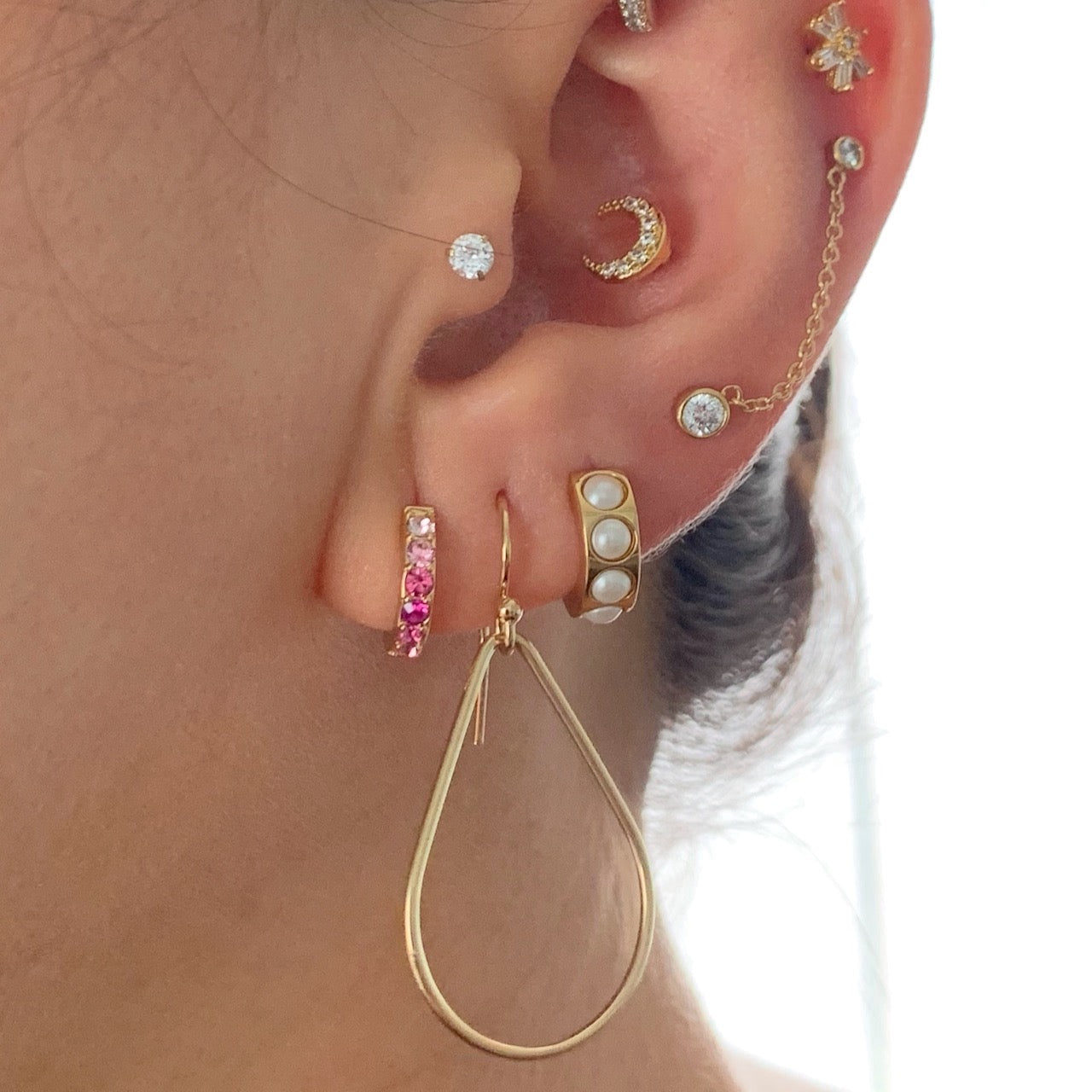 Mini Pearl Huggies Earrings