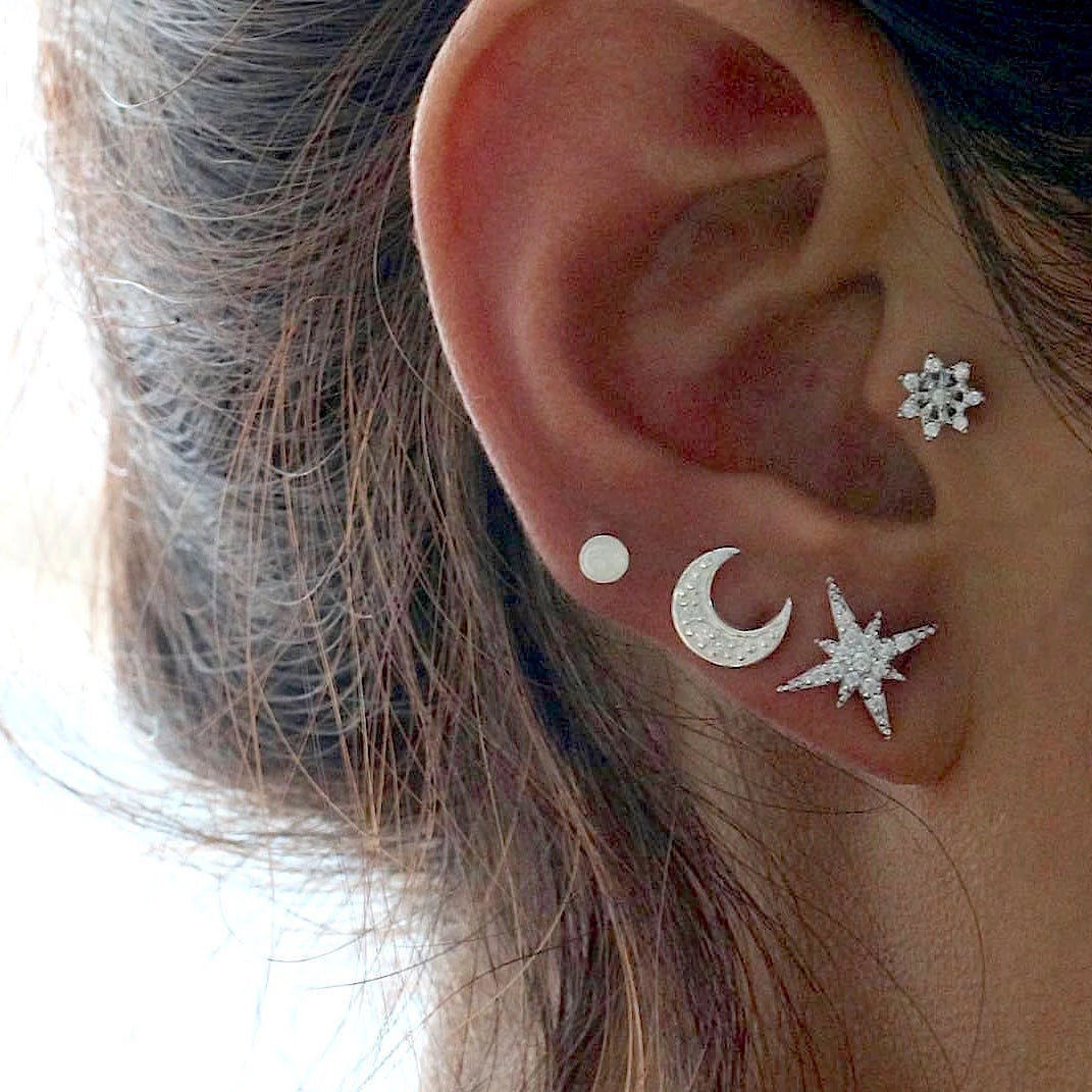 Sparkle Moon Stud Earrings